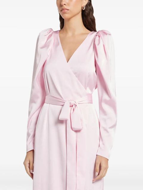 ROTATE BIRGER CHRISTENSEN long-sleeved satin wrap dress - Pink