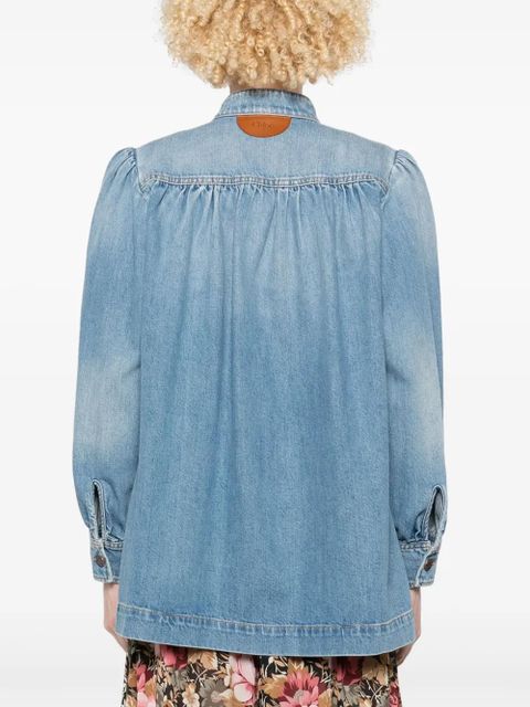 Chloé gathered denim jacket - Blue