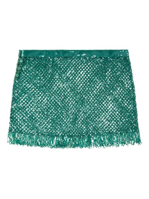 Alanui Nothing But Light fringed mini skirt - Green