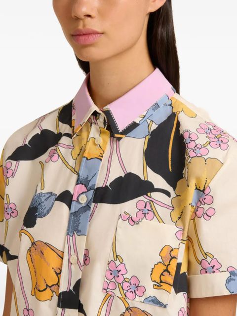Marni floral-print pocket shirt - Neutrals