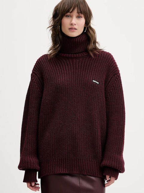 Rotate sweter z dodatkiem wełny damski kolor bordowy ciepły z golfem 1147342734 - zdjęcie produktu nr 1