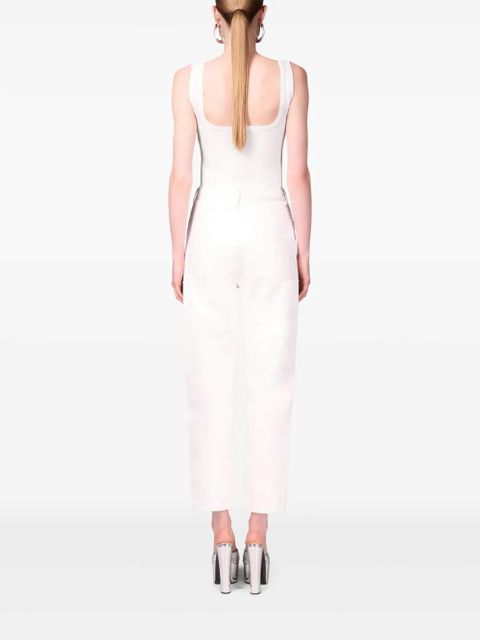 AREA crystal-embellished jeans - White