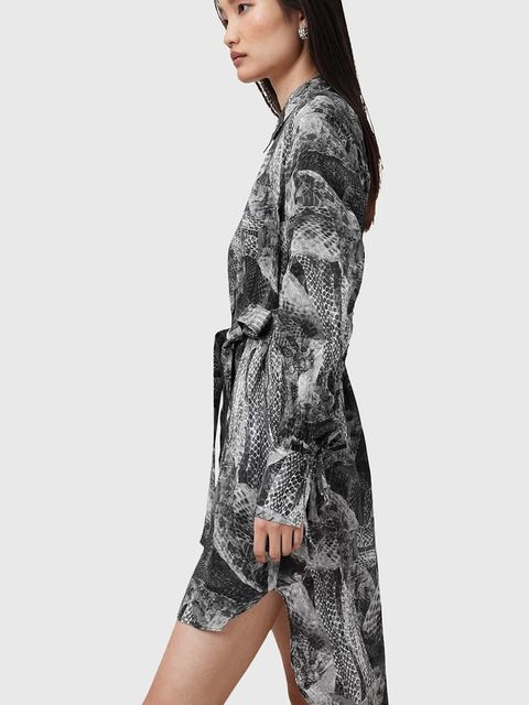 AllSaints sukienka z domieszką jedwabiu LEYLA