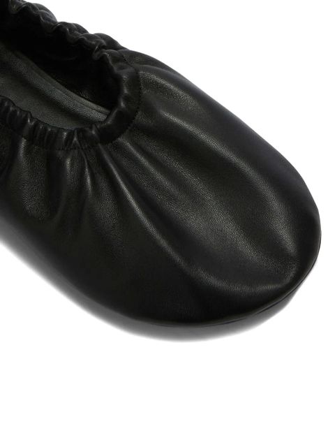 Jil Sander gathered-detail leather ballerina shoes - Black