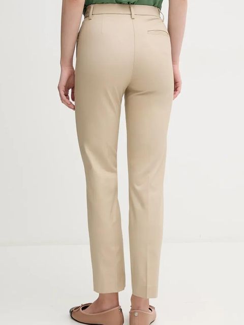 United Colors of Benetton spodnie damskie kolor beżowy fason cygaretki high waist 40FADF08U