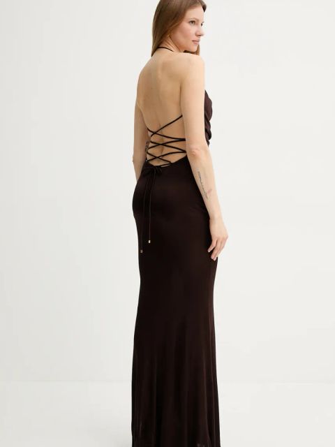 Elisabetta Franchi sukienka kolor brązowy maxi dopasowana ABR0652E2