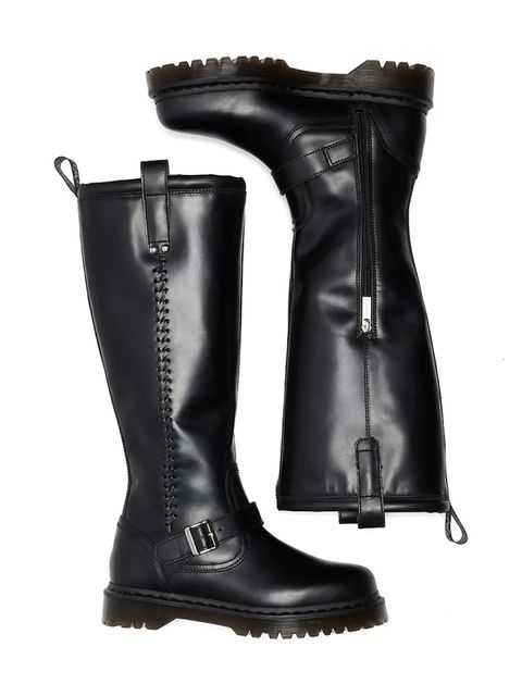 Dr. Martens kozaki skórzane Anistone damskie kolor czarny na płaskim obcasie DM42669001