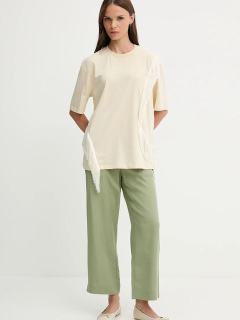 United Colors of Benetton spodnie damskie kolor zielony proste high waist 4NPHDF09D