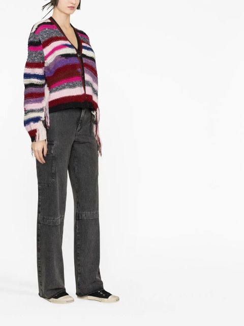 AMIRI striped fringed cardigan - Purple - zdjęcie produktu nr 2