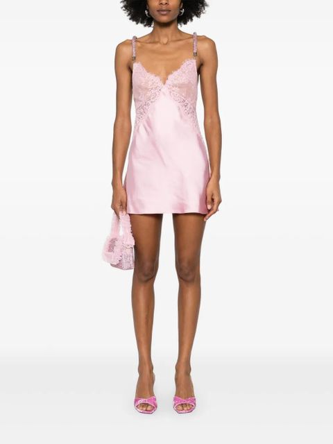 Self-Portrait lace-detail satin mini dress - Pink - zdjęcie produktu nr 2