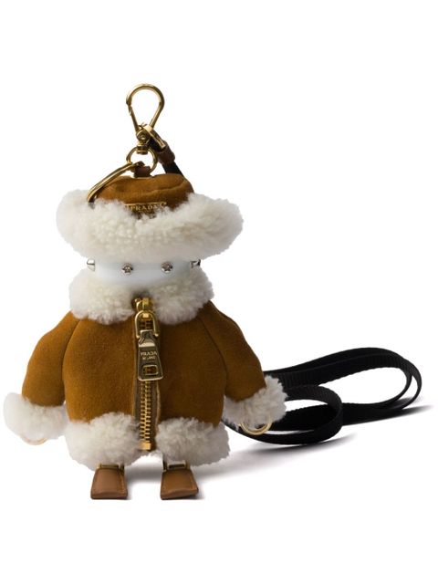 Prada shearling suede keyring - Brown