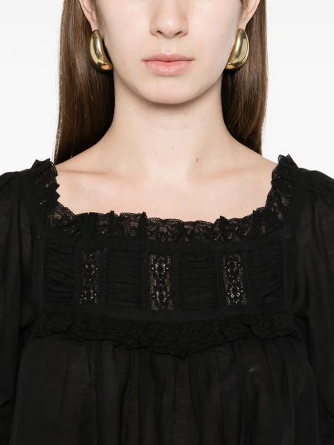 DÔEN Frances ruffled detail top - Black
