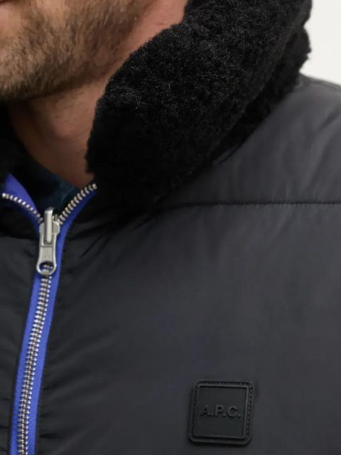 A.P.C. bezrękawnik dwustronny doudoune teddy kolor niebieski zimowy PAAFW.M30201