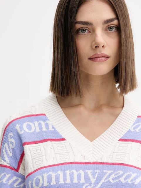 Tommy Jeans sweter bawełniany damski kolor beżowy DW0DW21682