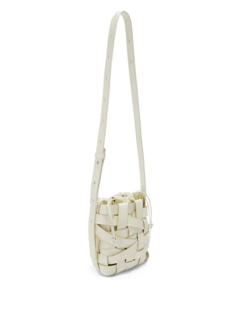 Jil Sander small woven leather bucket bag - White