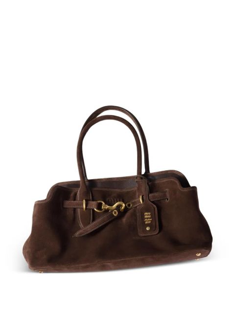 Miu Miu Aventure suede buckle-fastening tote bag - Brown