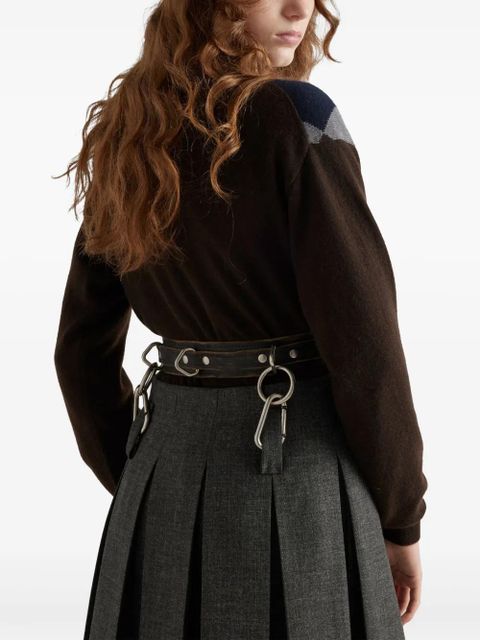 Prada belted pleated midi skirt - Grey