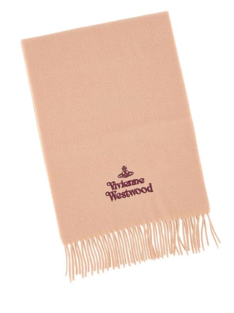 Vivienne Westwood fringed logo-embroidered scarf - Neutrals - zdjęcie produktu nr 2