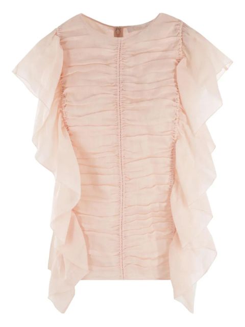 Chloé ruffle-trim ramie top - Pink - zdjęcie produktu nr 1