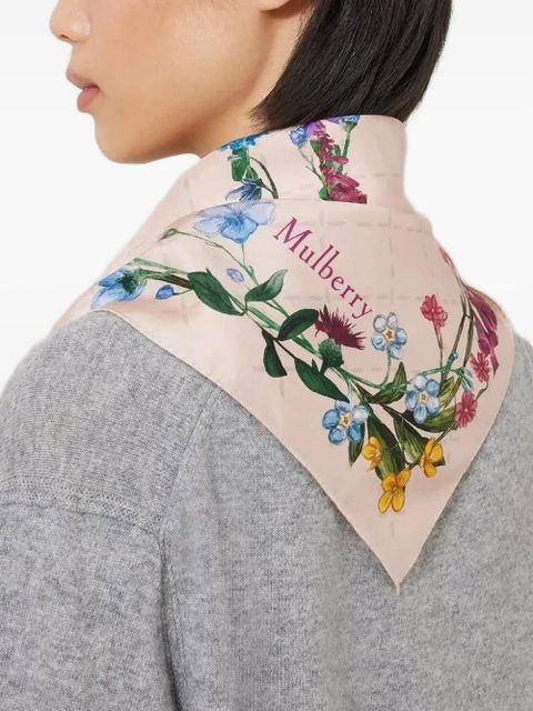 Mulberry floral-print silk scarf - Pink - zdjęcie produktu nr 2
