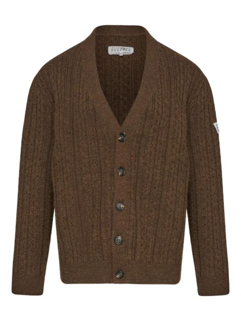 MM6 Maison Margiela ribbed V-neck cardigan - Brown - zdjęcie produktu nr 1