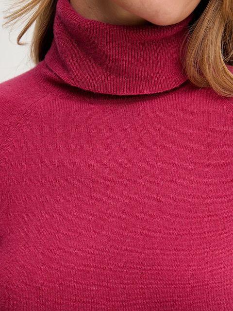 United Colors of Benetton sweter z dodatkiem wełny damski kolor różowy lekki z golfem 1035D2551