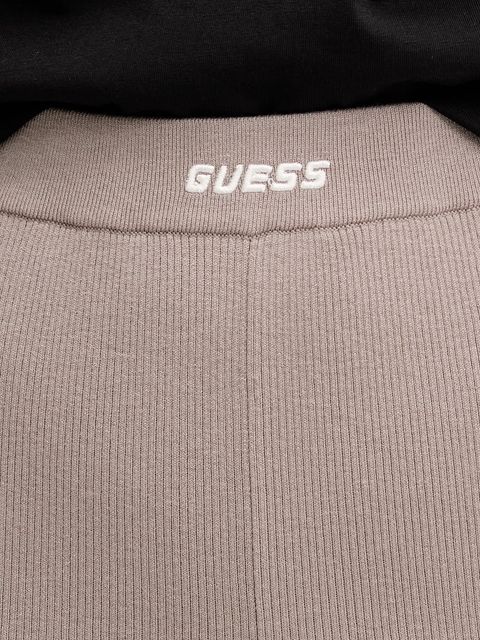 Guess spodnie z domieszką wełny FLAMINIA damskie kolor beżowy dzwony high waist V5BB08 Z3JD2