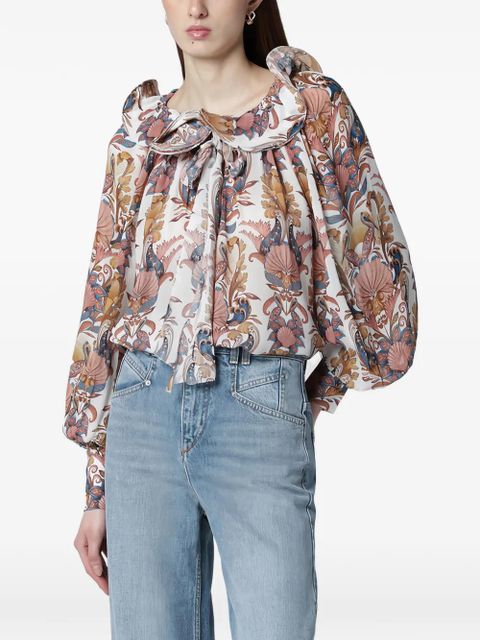FARM Rio ruffled floral blouse - White - zdjęcie produktu nr 1