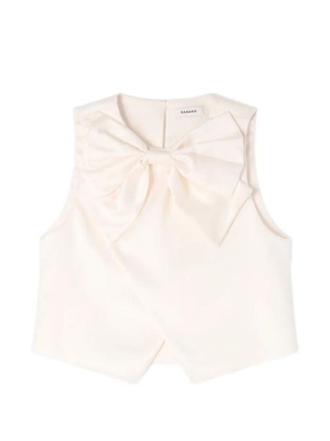 SANDRO bow satin top - Neutrals - zdjęcie produktu nr 1