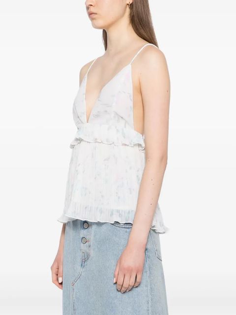 GANNI floral-print spaghetti strap top - White