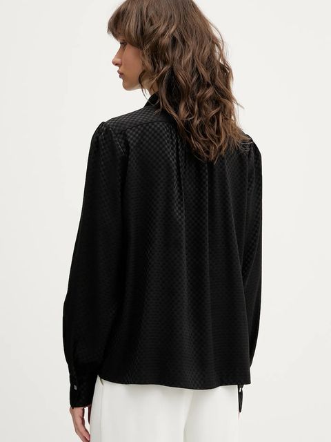 HUGO koszula damska kolor czarny regular z kołnierzykiem klasycznym 50543359