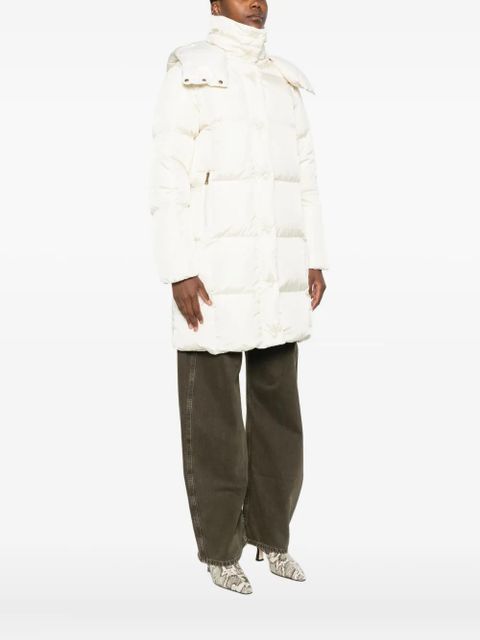 Moncler quilted hooded single-breasted coat - Neutrals