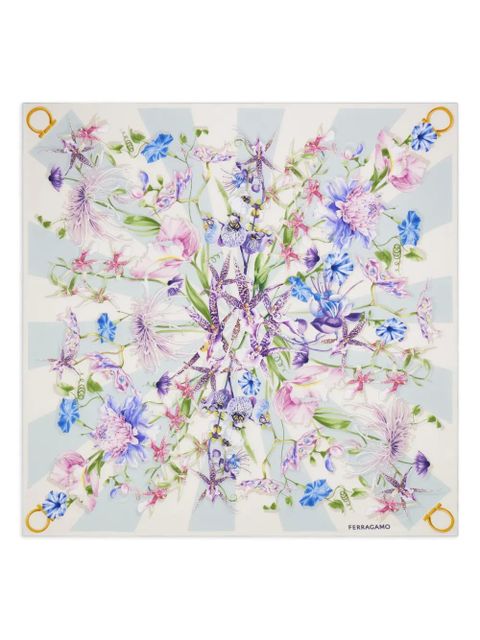 Ferragamo Gaia-print silk scarf - Blue - zdjęcie produktu nr 1