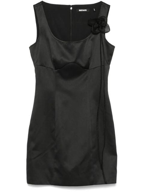 ROTATE BIRGER CHRISTENSEN floral-appliqué satin dress - Black - zdjęcie produktu nr 1