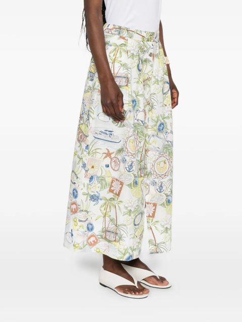 Maje postcard-print button-front midi skirt - White