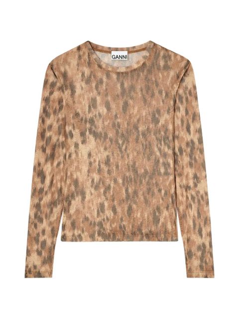 GANNI animal print long-sleeved top - Neutrals - zdjęcie produktu nr 1