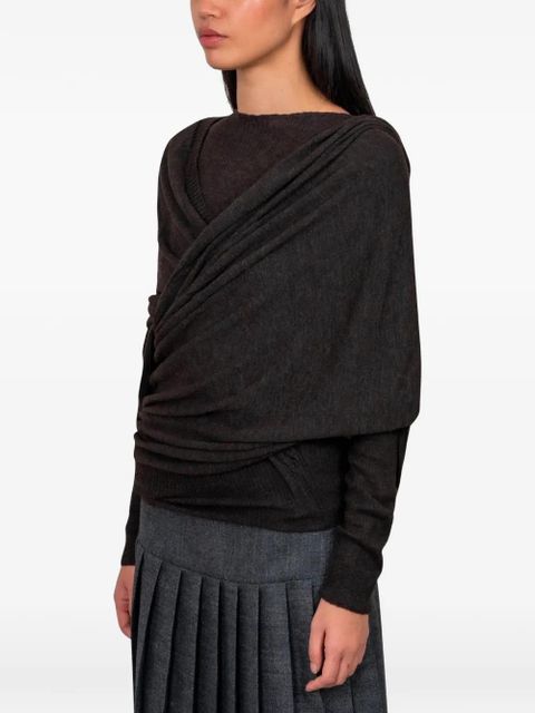 Paloma Wool Elio draped-design T-shirt - Brown