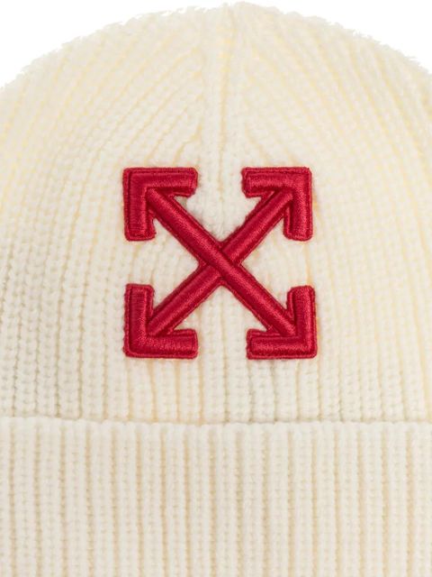 Off-White arrow-embellished ribbed beanie - Neutrals