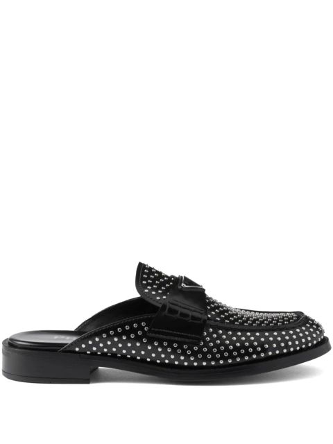 Prada stud-embellished leather mules - Black