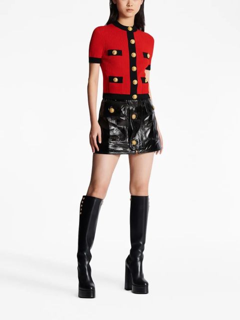Balmain short-sleeve cropped cardigan - Red