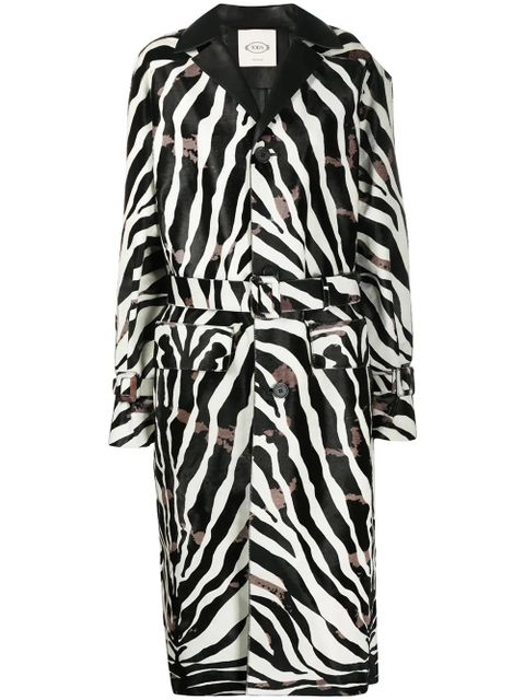 Tod's zebra print calf hair trench coat - Black - zdjęcie produktu nr 1