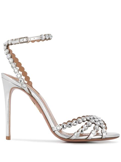 Aquazzura Tequila 105mm crystal embellished sandals - Silver - zdjęcie produktu nr 1