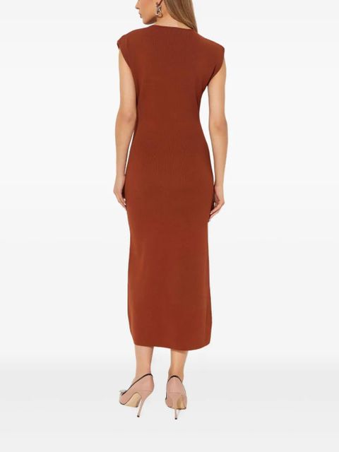 Yves Salomon round-neck sleeveless midi dress - Brown