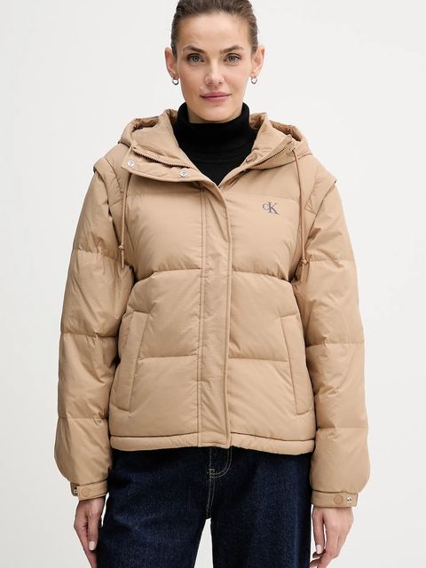Calvin Klein Jeans bezrękawnik puchowy kolor beżowy zimowa LV044D522G - zdjęcie produktu nr 1