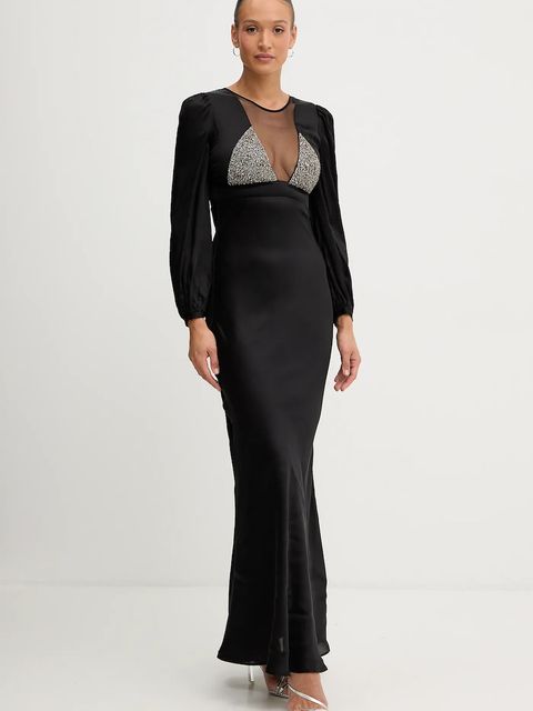 Twinset sukienka wiskozowa kolor czarny maxi rozkloszowana 252TT2131 - zdjęcie produktu nr 1