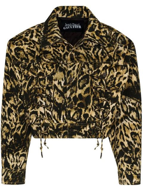 Jean Paul Gaultier Leopard-print denim jacket - Brown - zdjęcie produktu nr 1