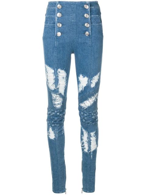 Balmain button-front skinny jeans - Blue - zdjęcie produktu nr 1