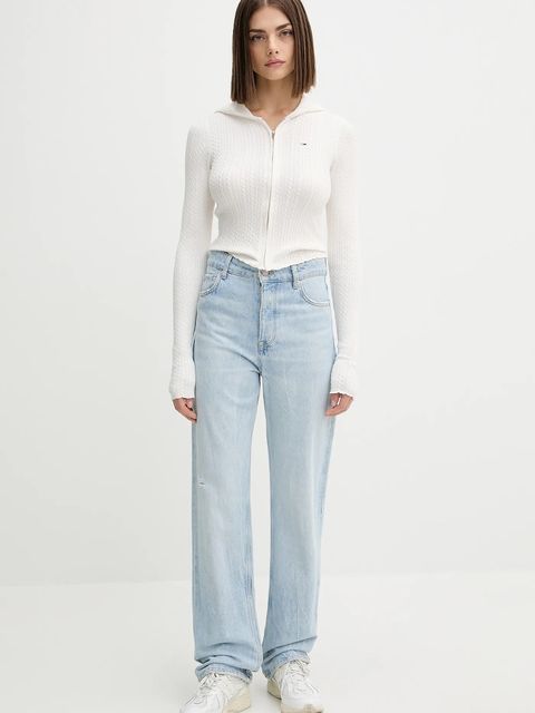 Tommy Jeans kardigan damski kolor biały lekki DW0DW21673 - zdjęcie produktu nr 2