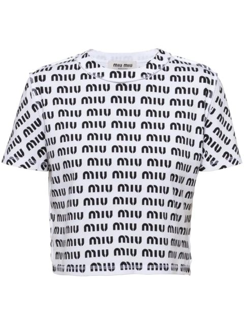 Miu Miu logo-print T-shirt - White