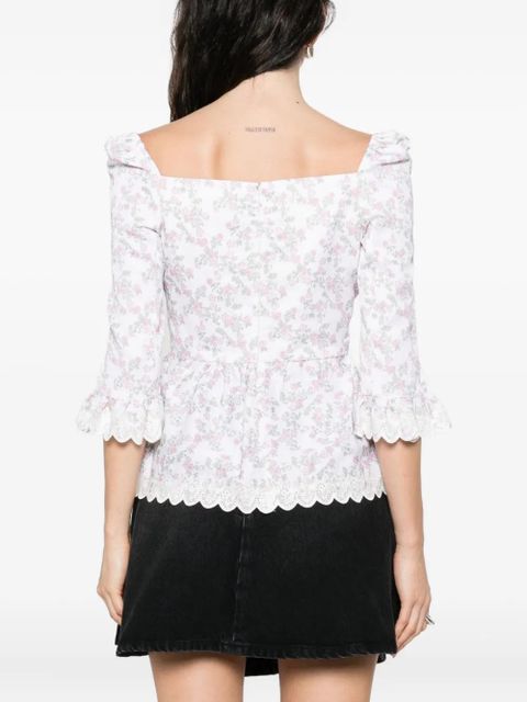 Coperni floral-print ruffled top - White